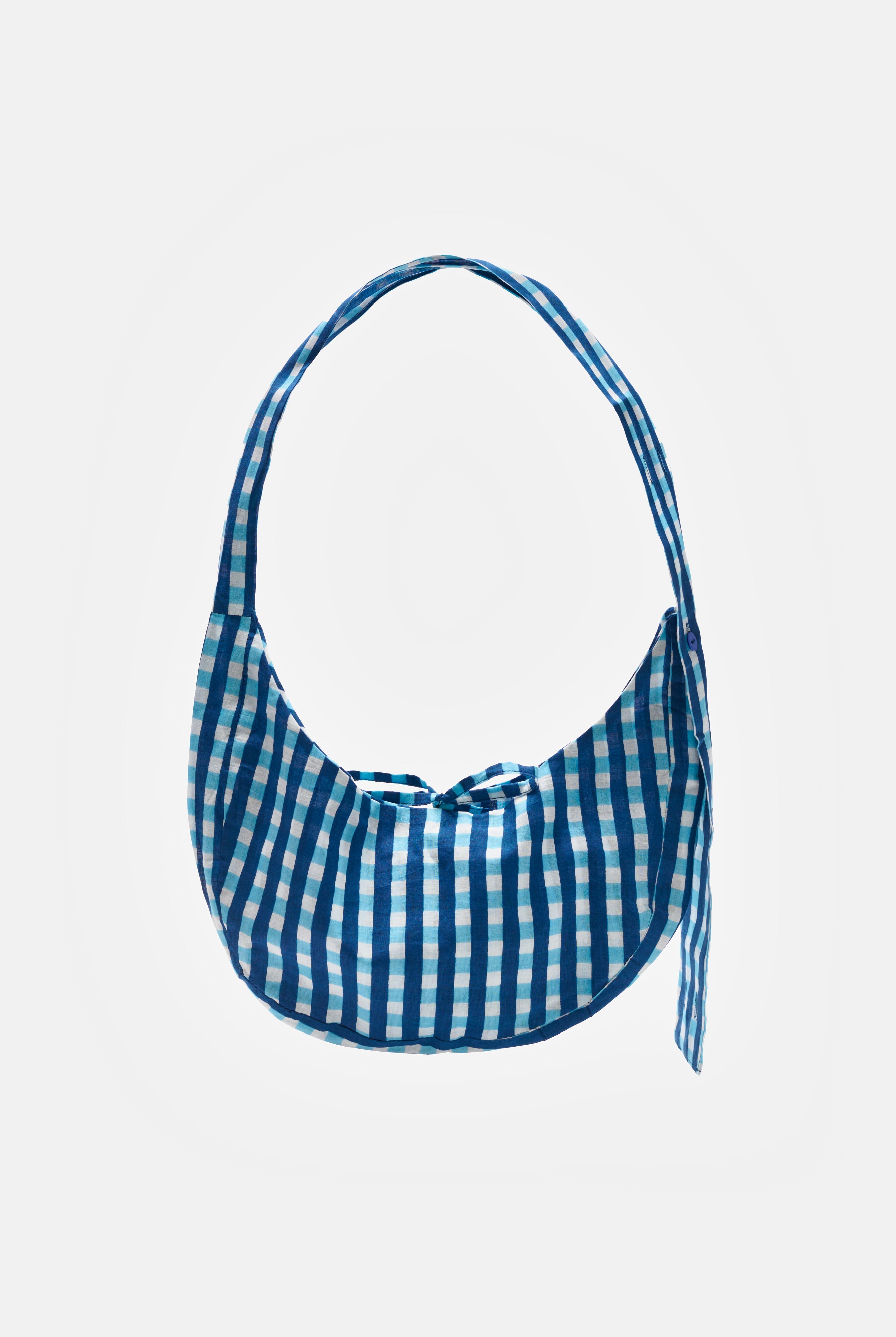 Nina Bag Checks Navy Blue in cotone Amimi Milano