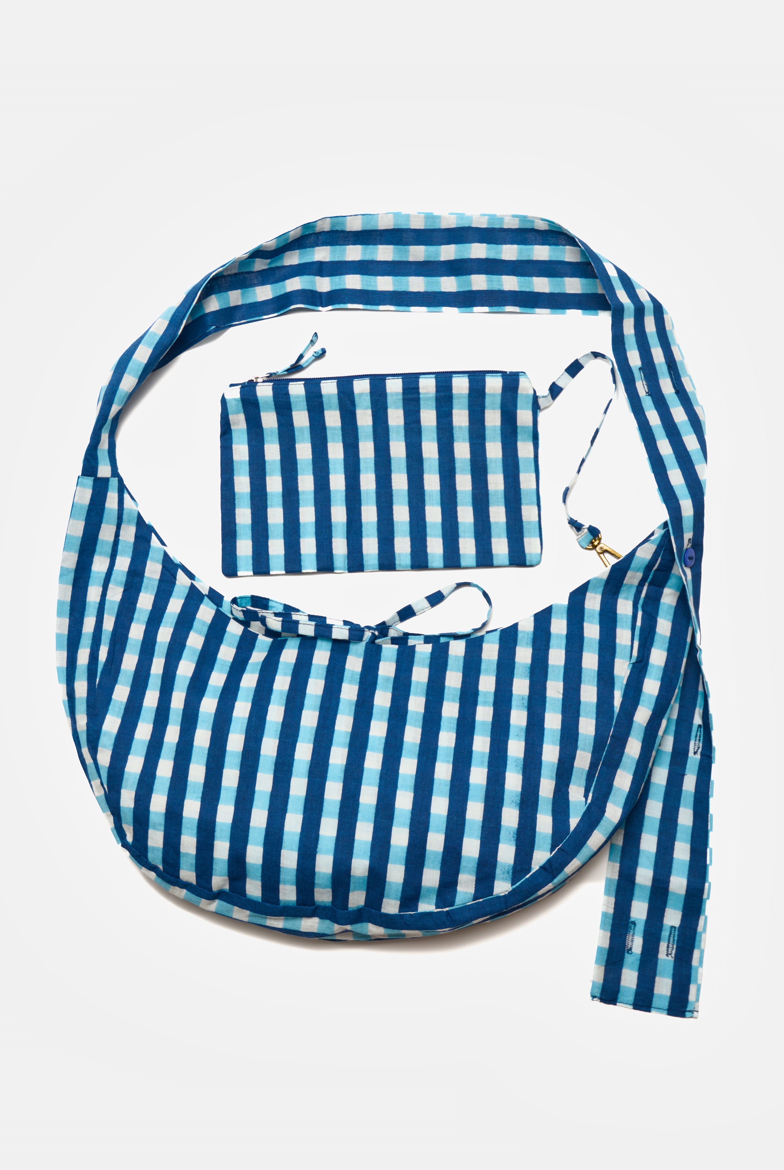 Nina Bag Checks Navy Blue in cotone Amimi Milano