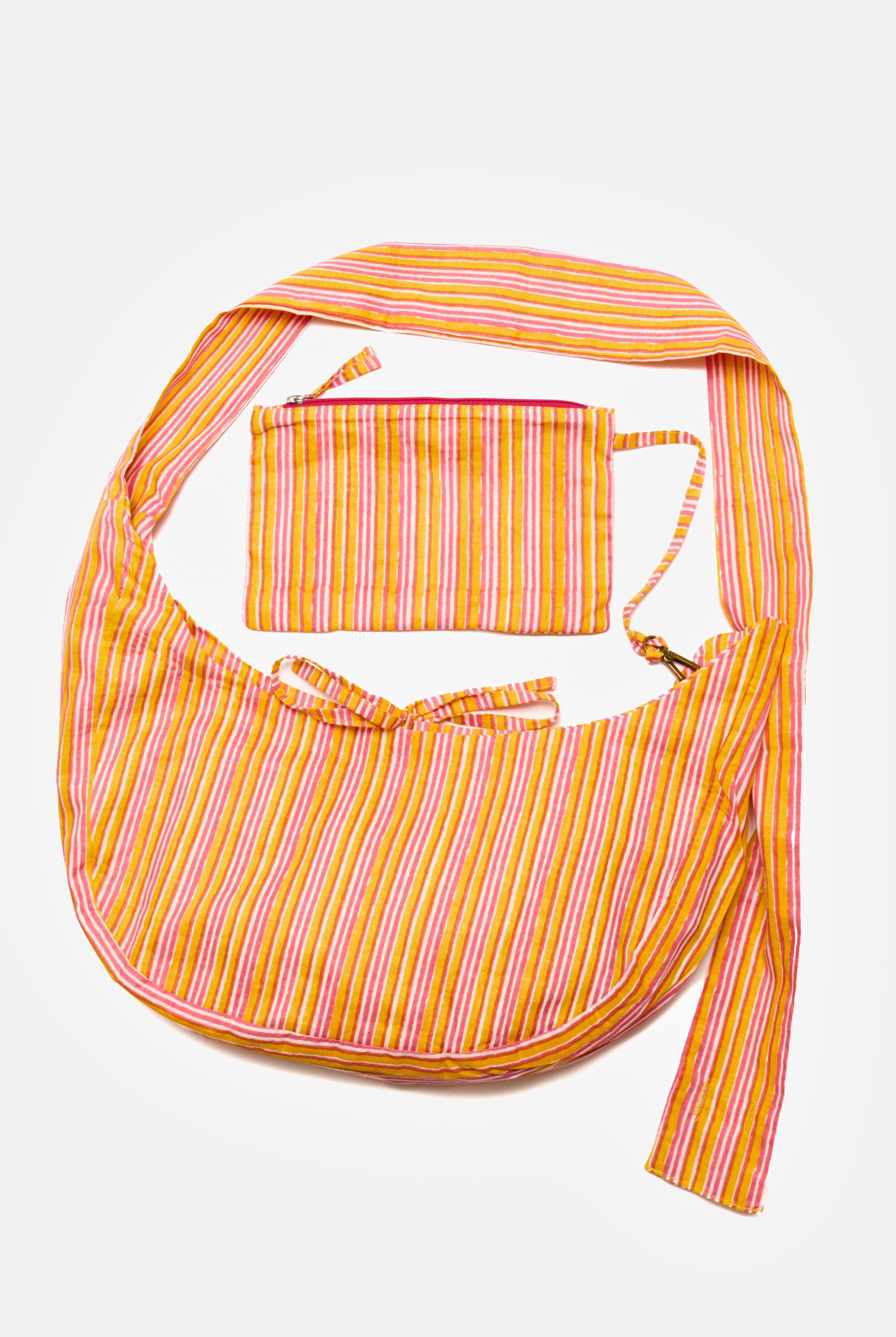 Nina Bag Stripes Peach in cotone Amimi Milano