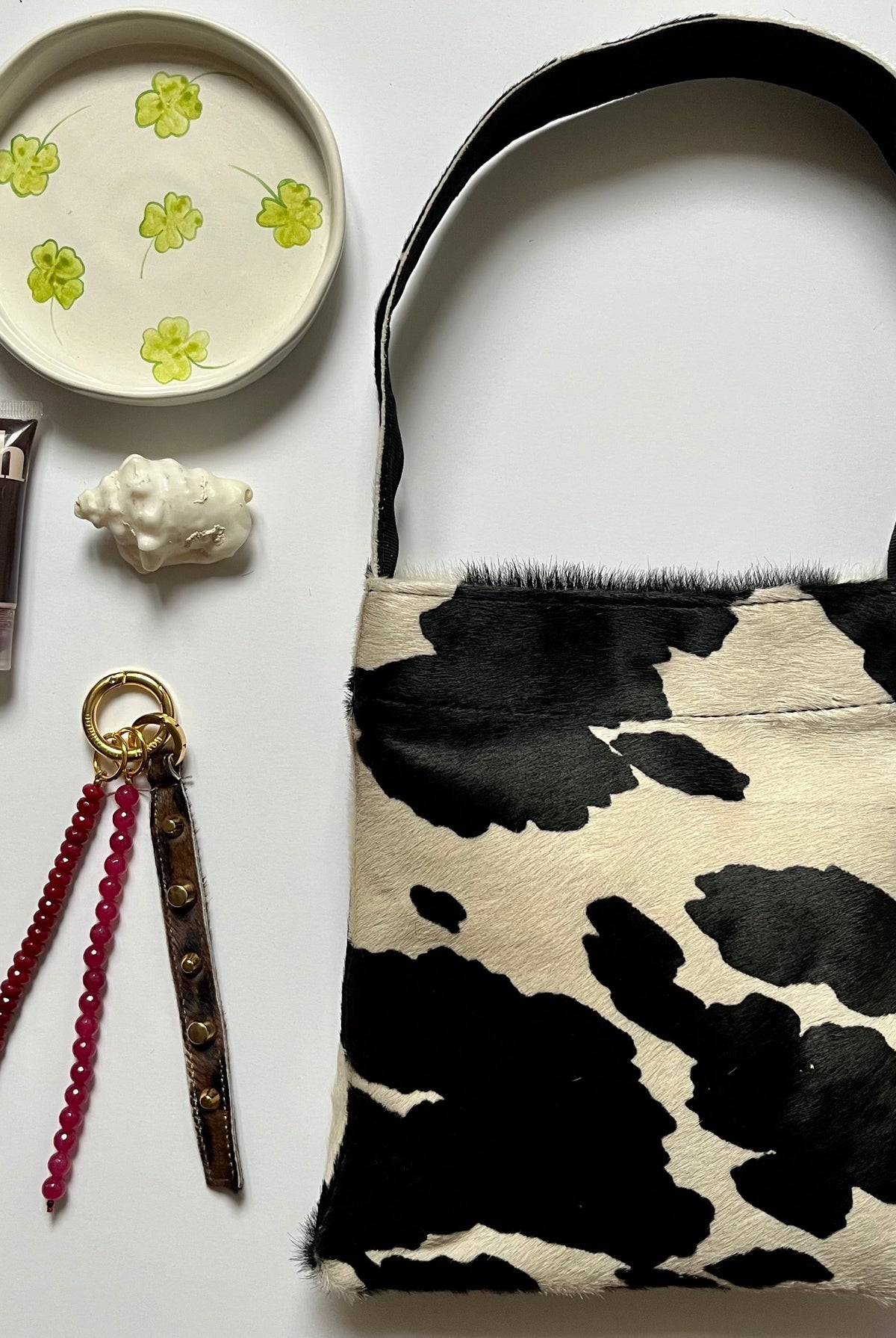Lea Bag Black & White Pony borsa a spalla in pony bianco e nero Amimi Milano