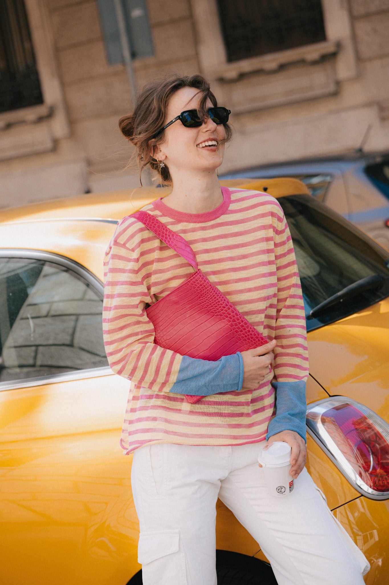 Lea Bag Cocco Pink in pelle stampa cocco rosa fatta a mano Amimì Milano