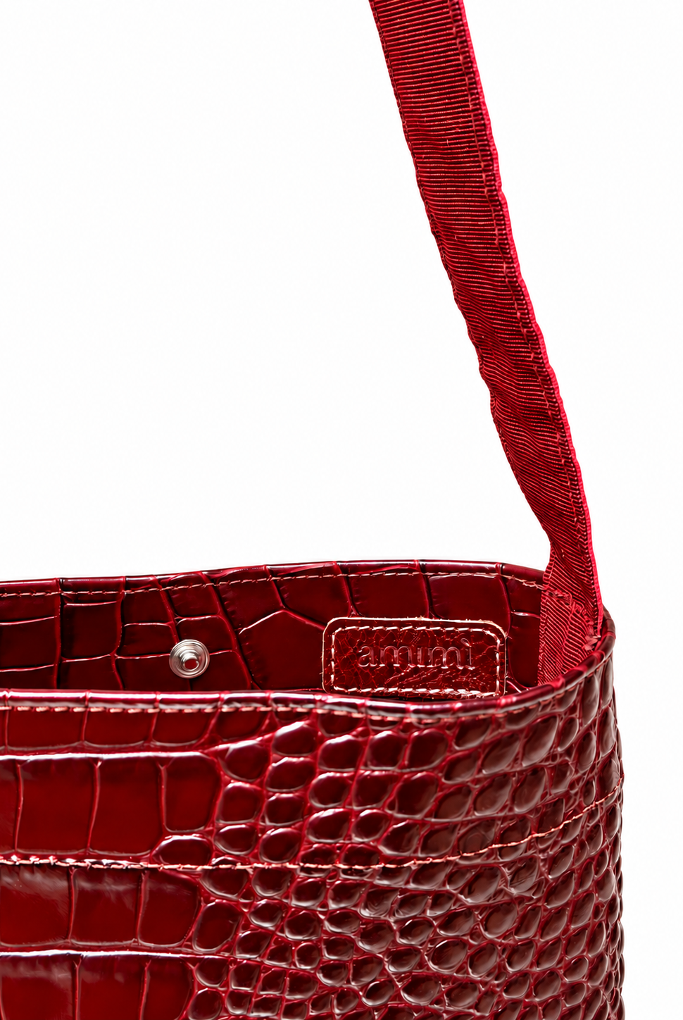 Dettaglio interno Lea Bag Cocco Burgundy in pelle stampa cocco bordeaux Amimì Milano