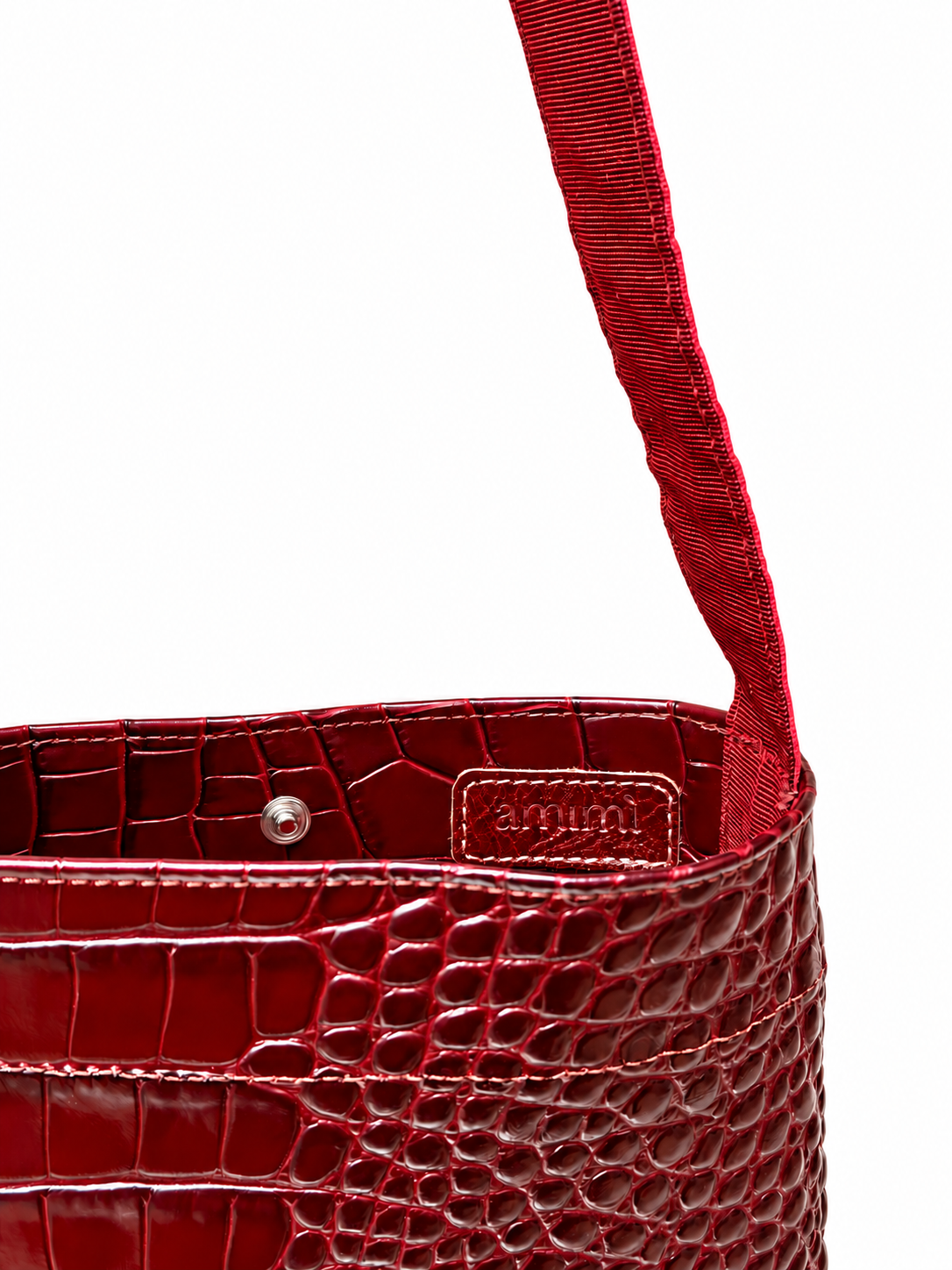 Dettaglio interno Lea Bag Cocco Burgundy in pelle stampa cocco bordeaux Amimì Milano