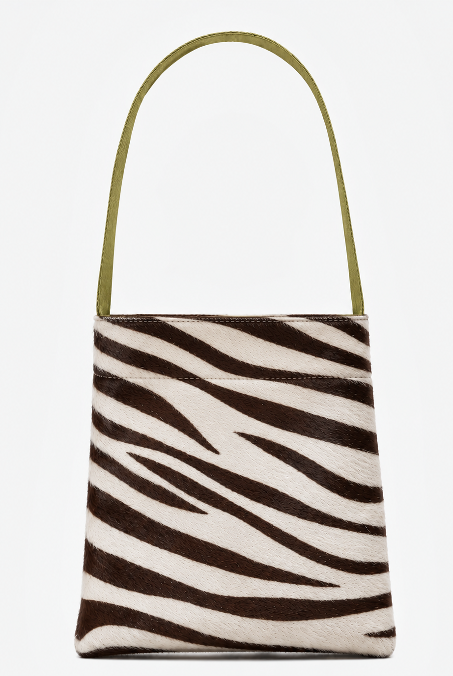 Lea Bag Brown Zebra Pony borsa a spalla in cavallino zebrato marrone, vista frontale, Amimi Milano