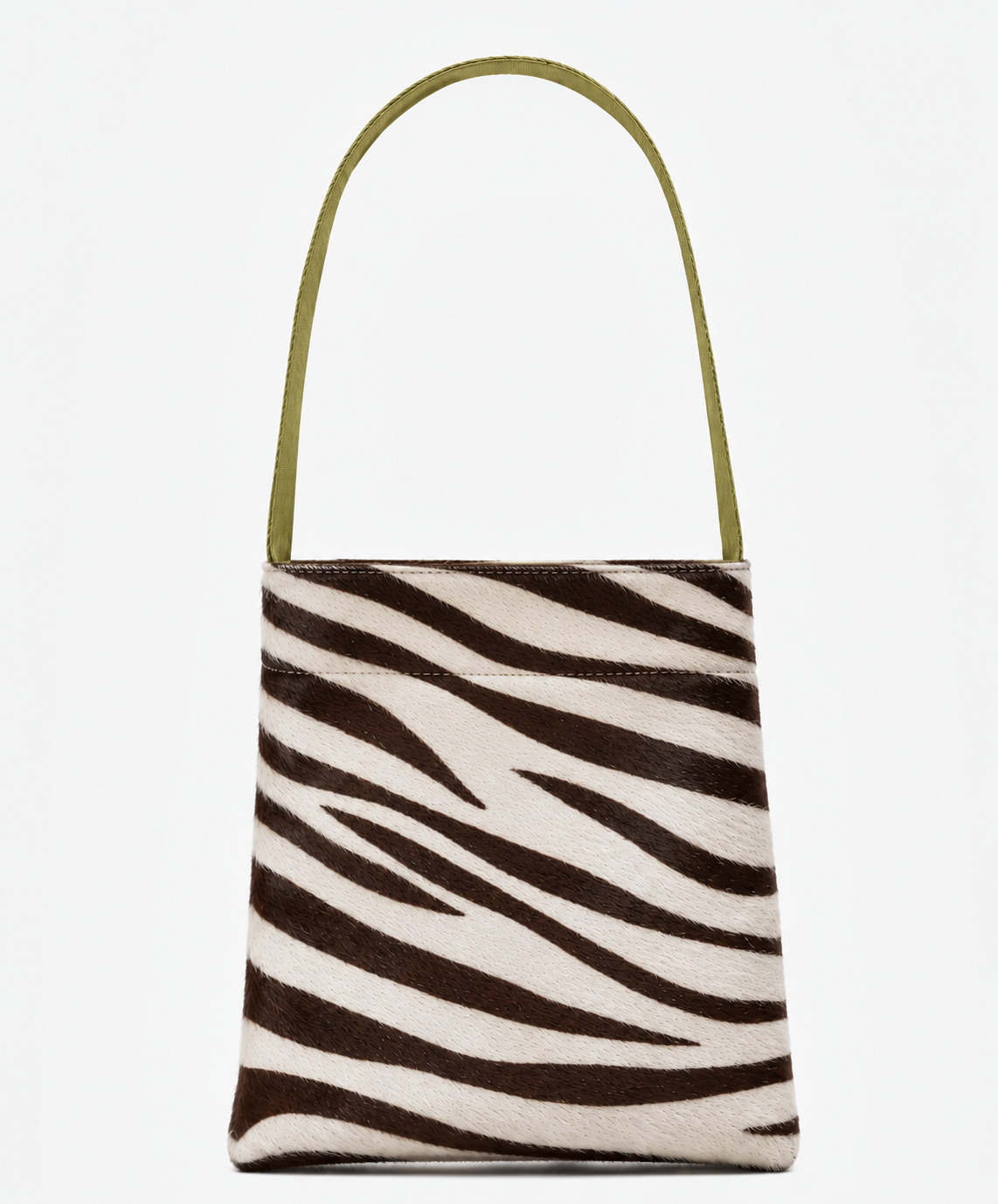 Lea Bag Brown Zebra Pony borsa a spalla in cavallino zebrato marrone, vista frontale, Amimi Milano