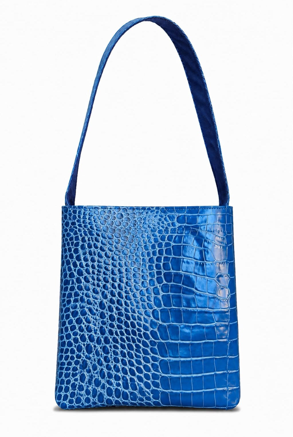 Lea Bag Cocco Blue borsa a spalla in pelle stampa cocco blu Amimi Milano