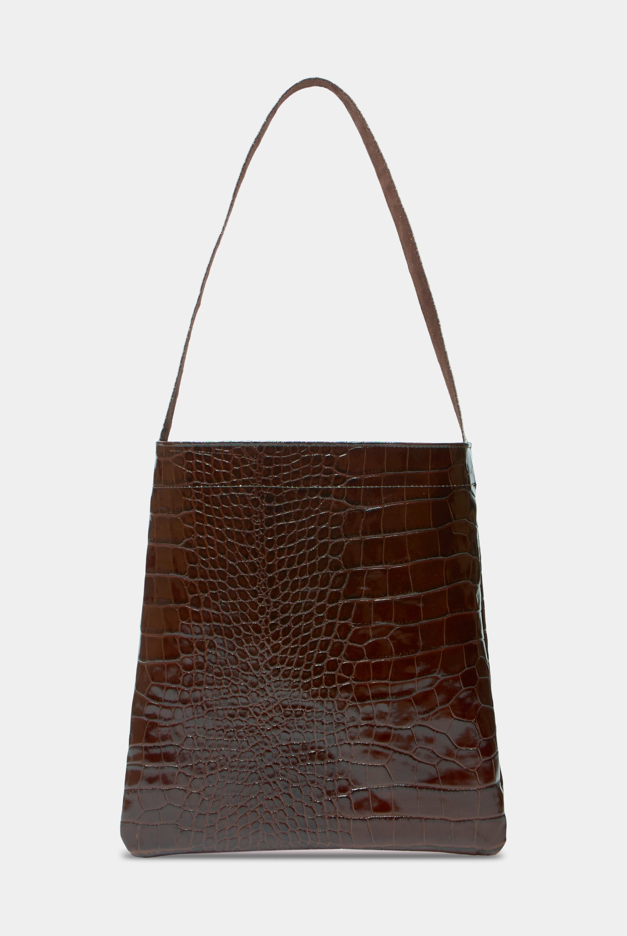 Lea Bag Maxi Cocco Chocolate borsa a spalla in pelle stampa cocco marrone cioccolato Amimi Milano