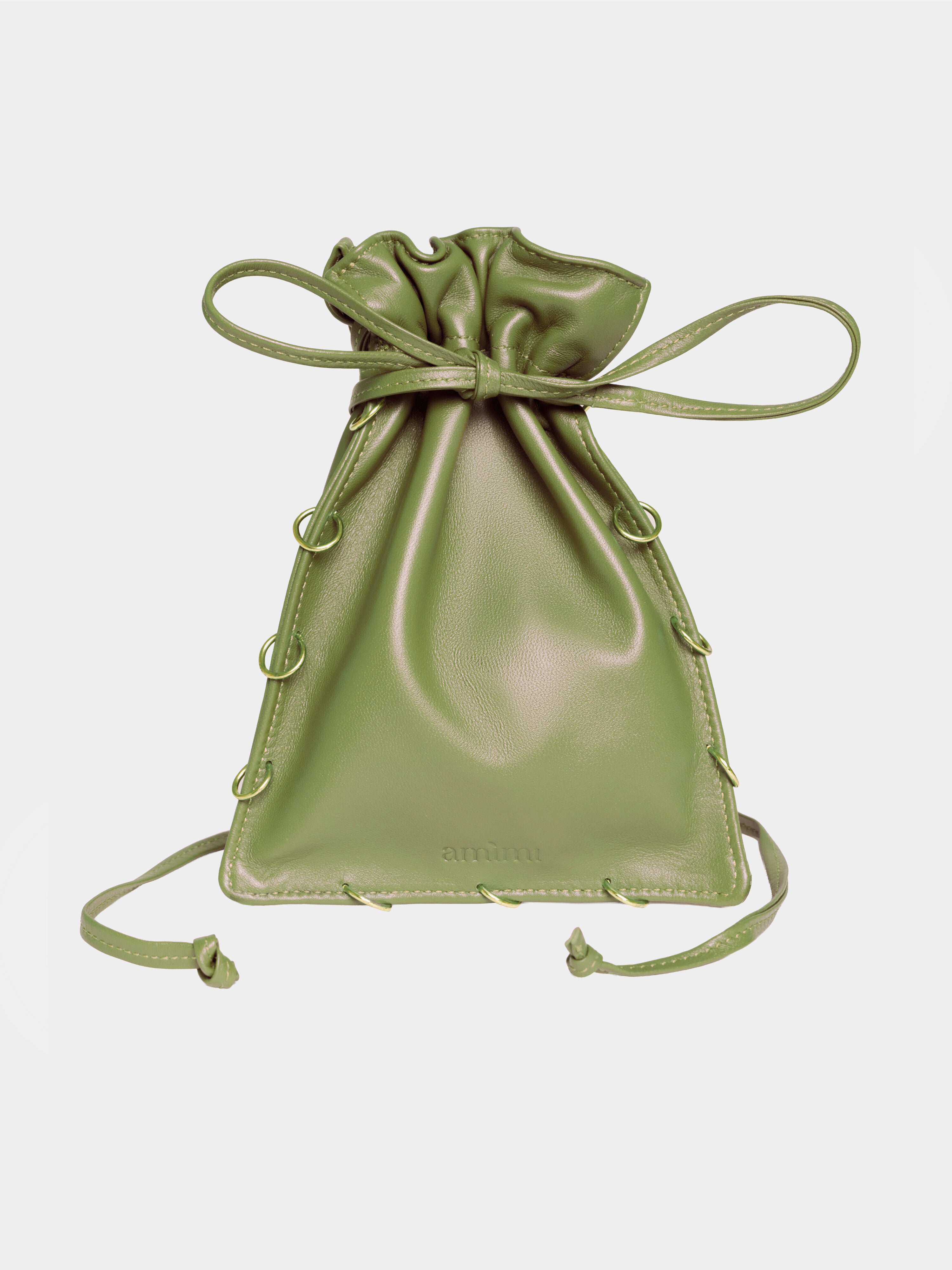 Maria Bag Green Piercing borsa a tracolla in pelle verde Amimi Milano