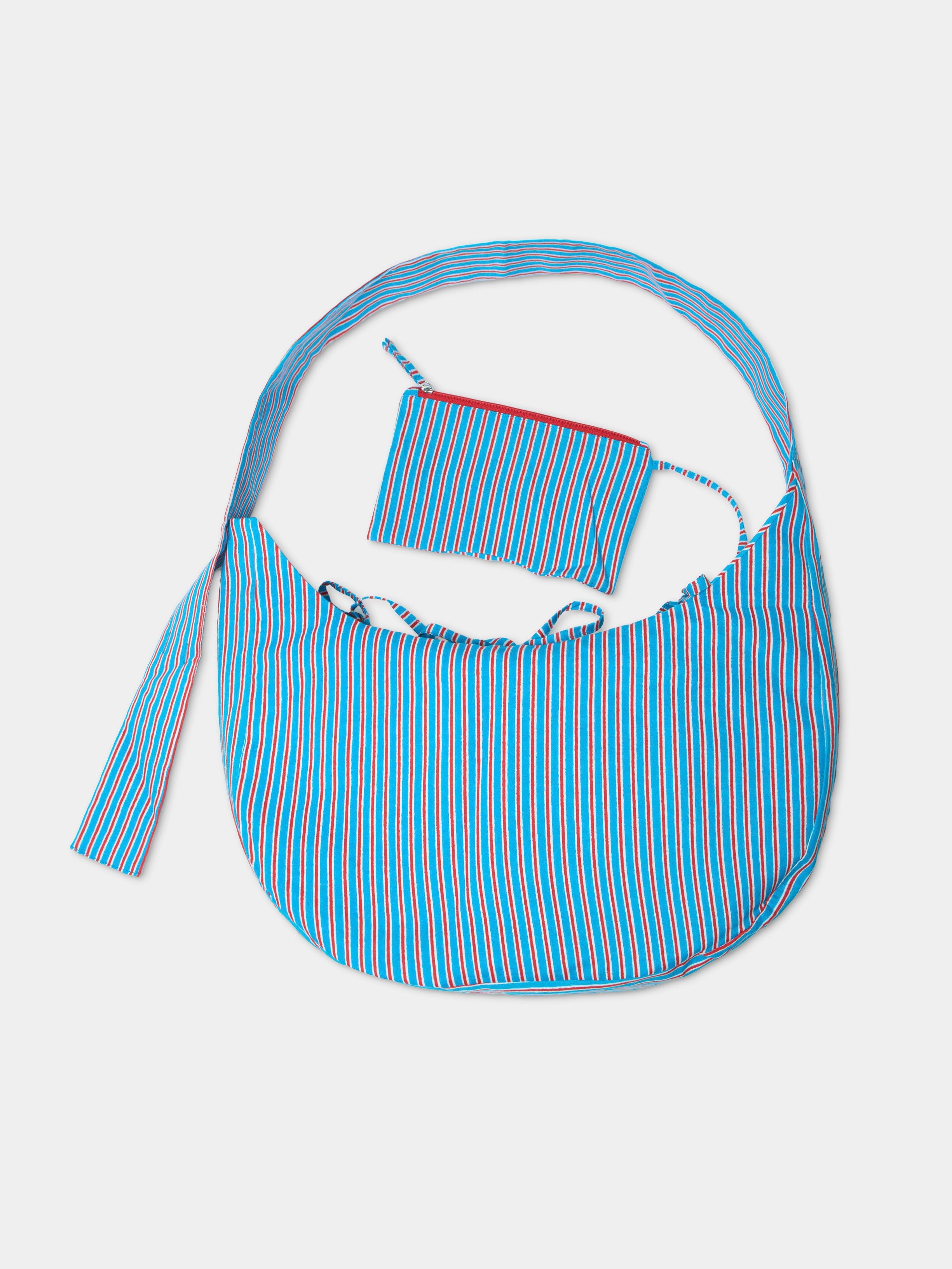 Nina Bag Maxi Light Blue dettaglio tessuto cotone Amimi Milano