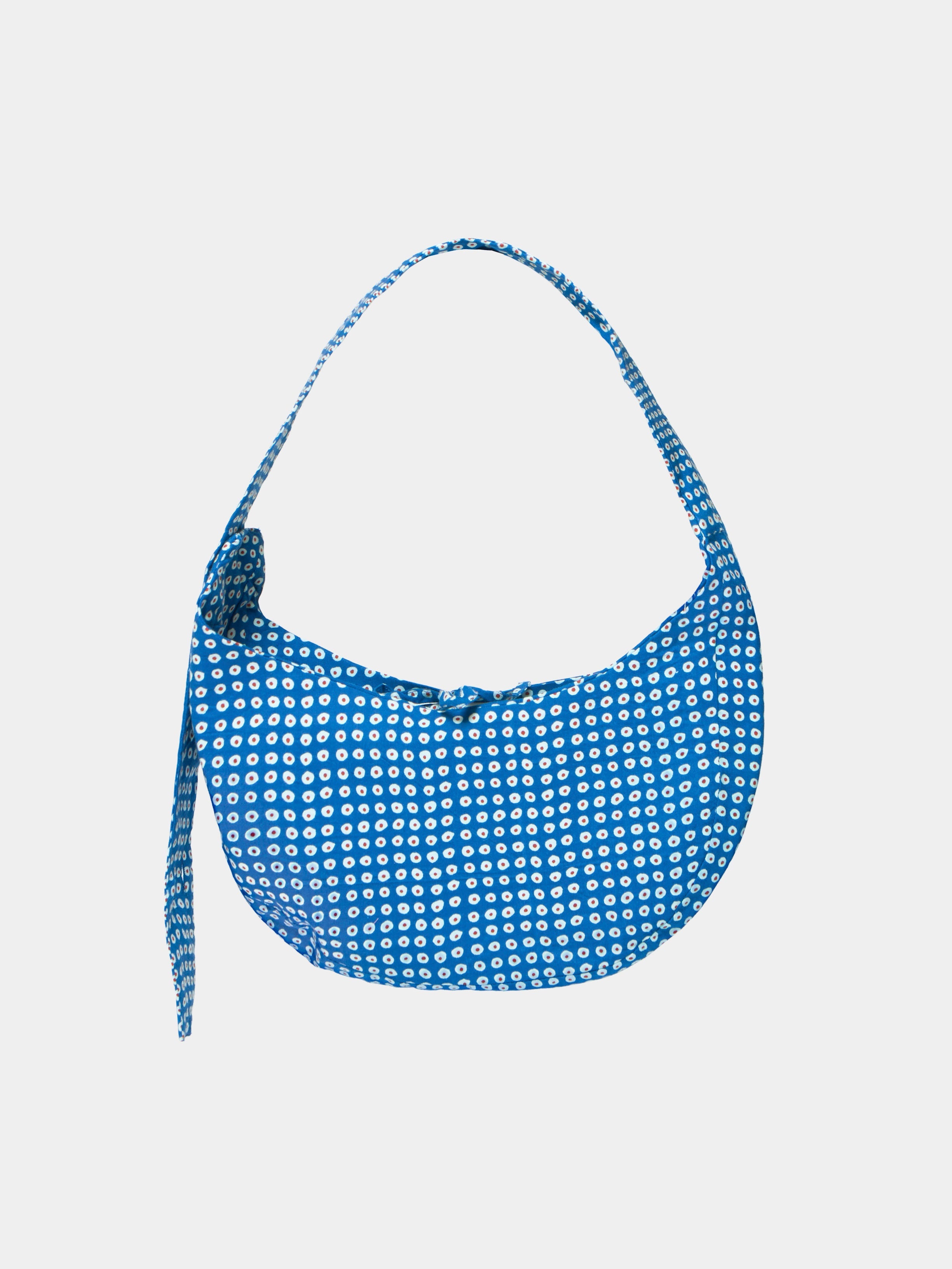 Nina Bag Pois Blue accessorio in cotone naturale Amimi Milano
