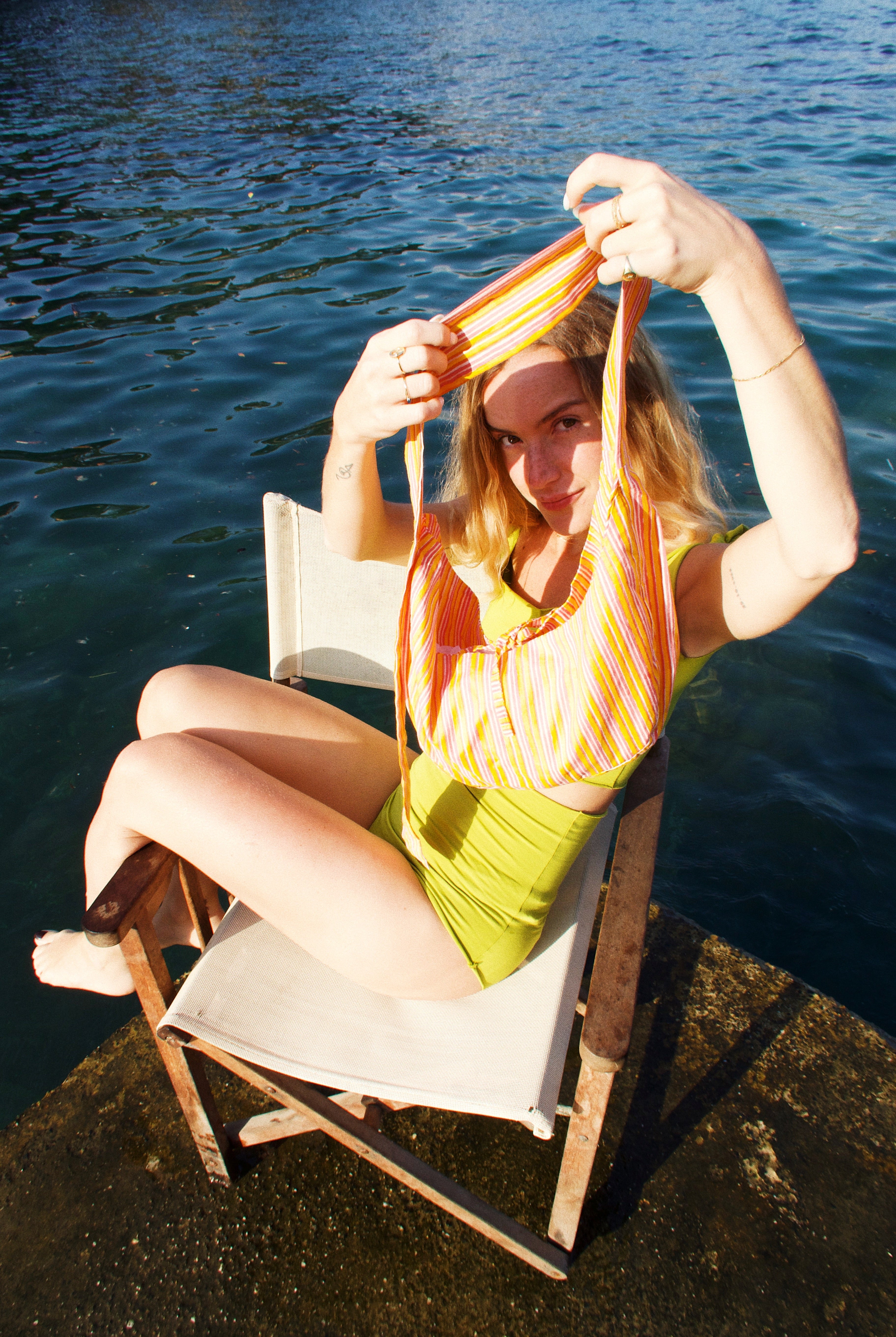 Nina Bag Stripes Peach in cotone Amimi Milano