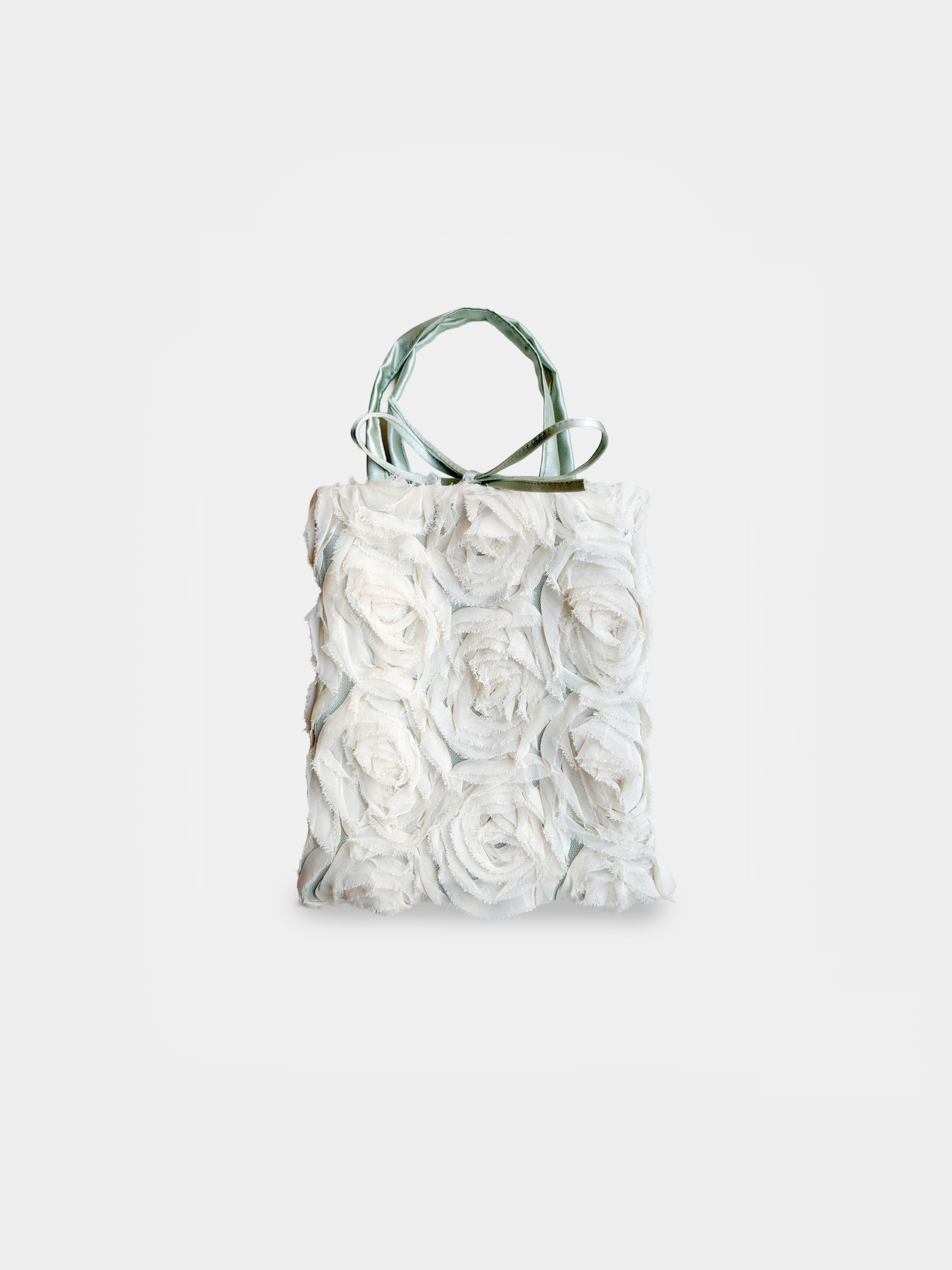 Agata Bag Rose Butter Green borsa in tessuto rose burro con interno verde Amimi Milano