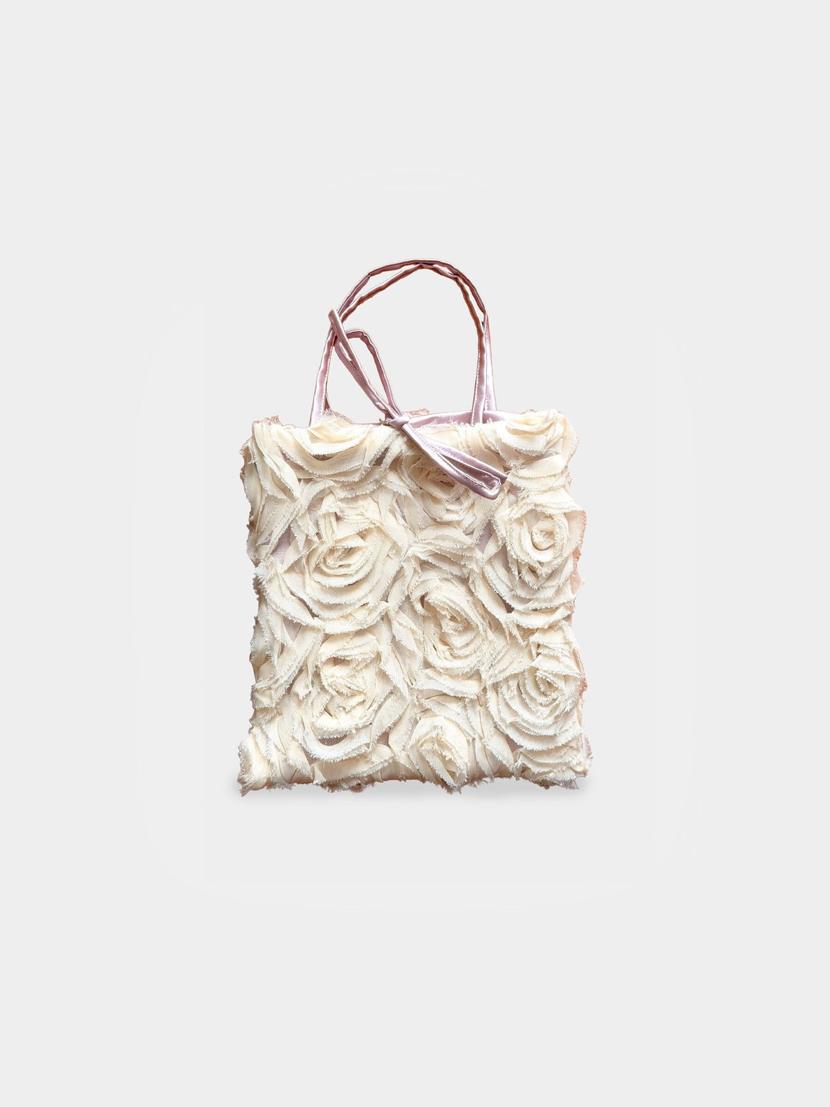 Agata Bag Rose Butter Lilac borsa da sera in tessuto lavorato a rose con interno lilla Amimi Milano