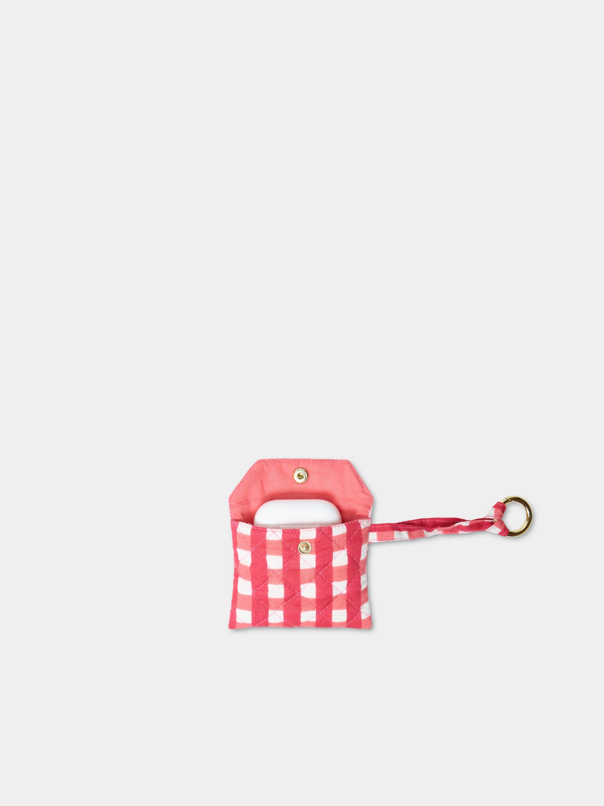 Airpods Case Cherry Pink vista laterale cotone Amimi Milano