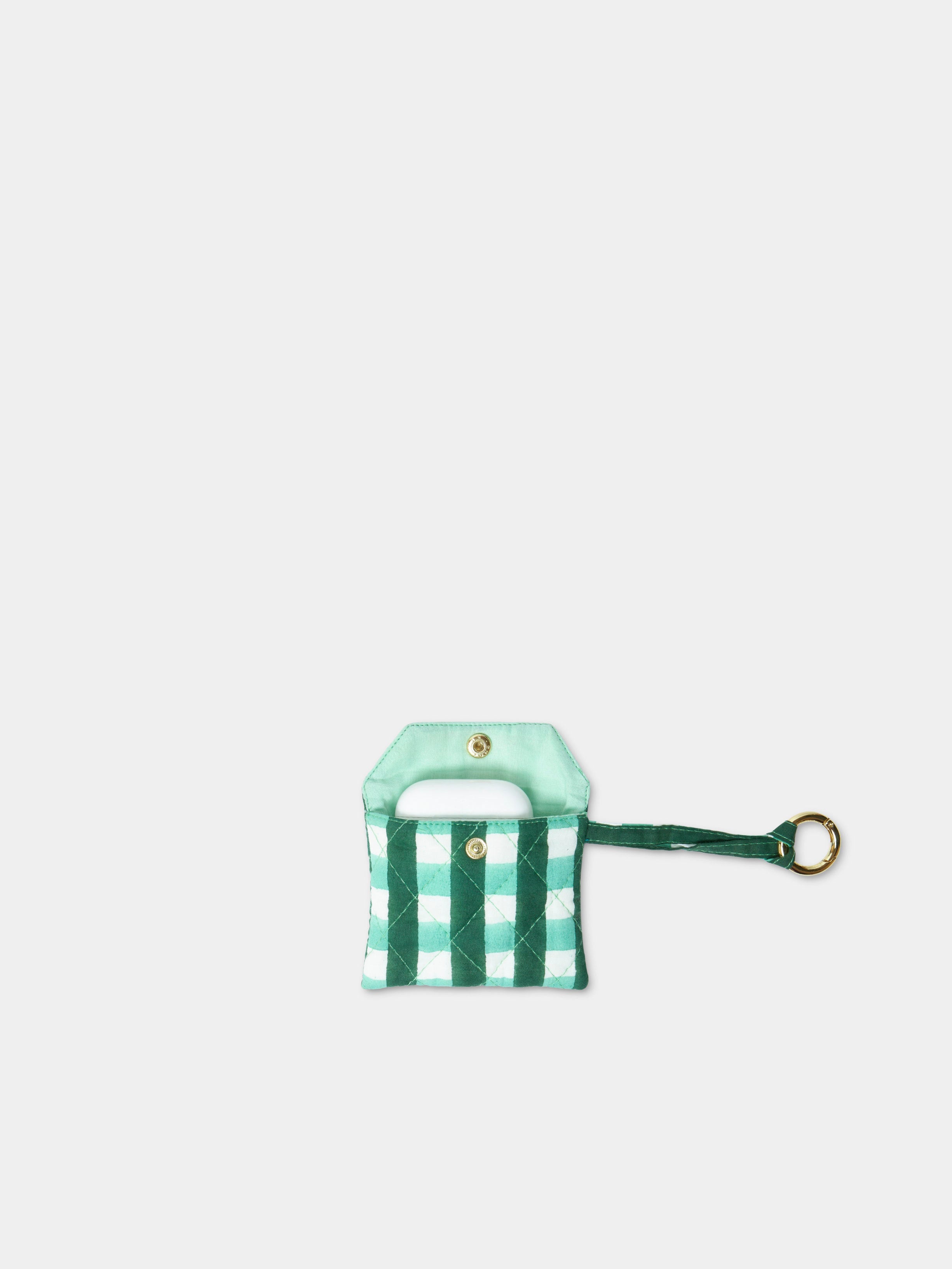 Airpods Case Forest Green vista laterale cotone Amimi Milano