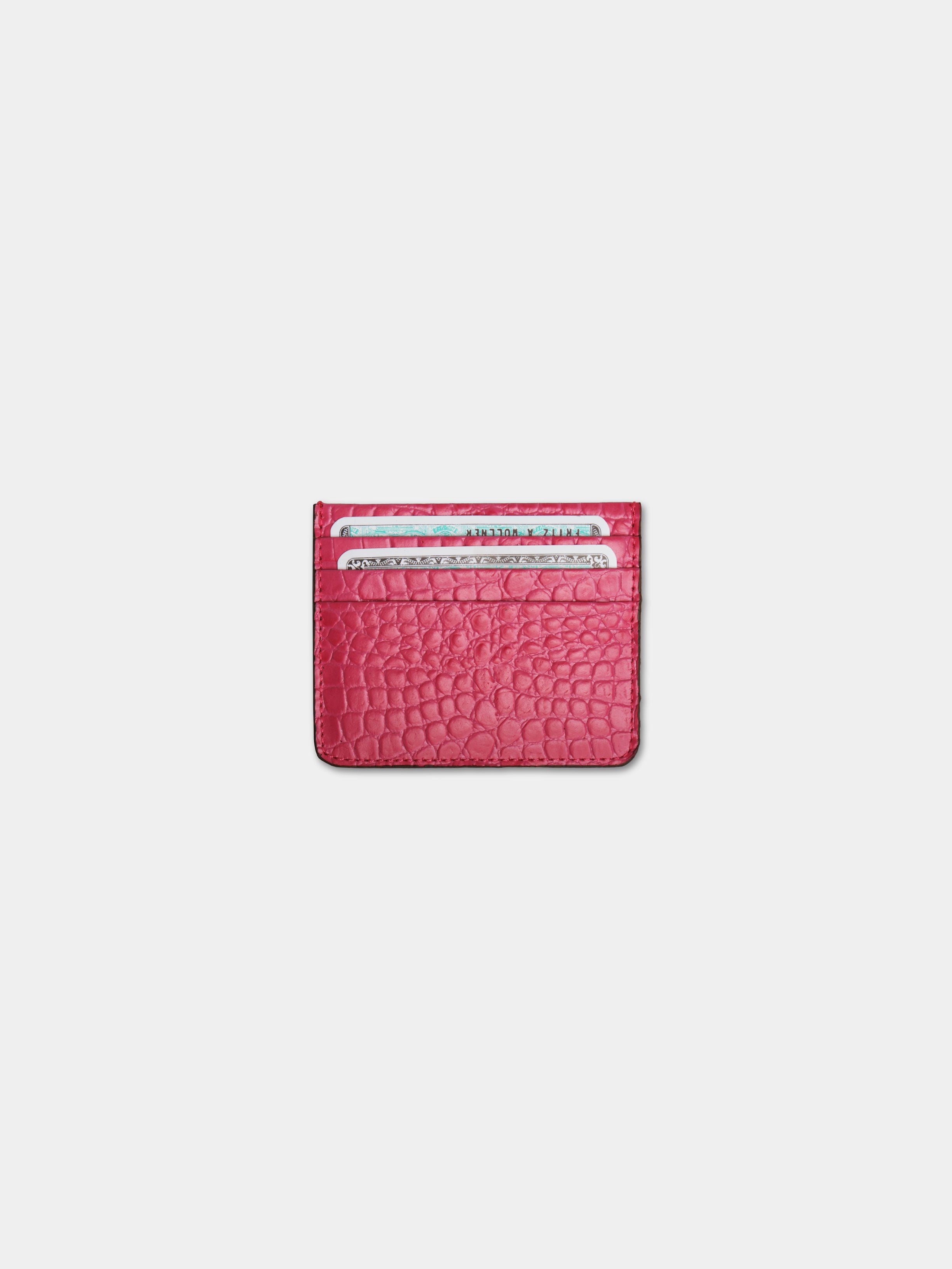 Credit Card Case Cocco Pink porta carte in pelle stampa cocco Amimi Milano