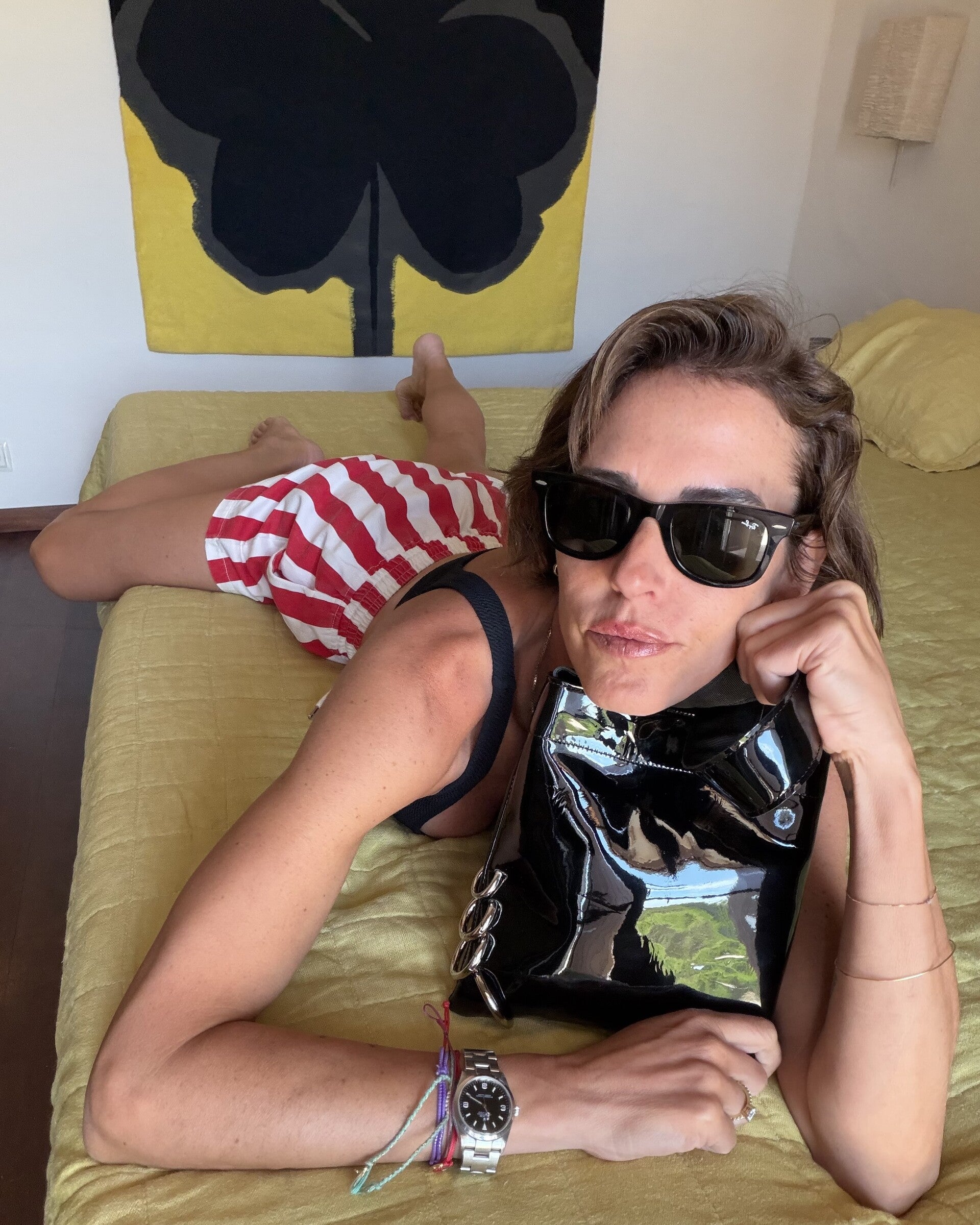 Lea Bag x Rita Black Piercing vernice nera vista Amimi Milano