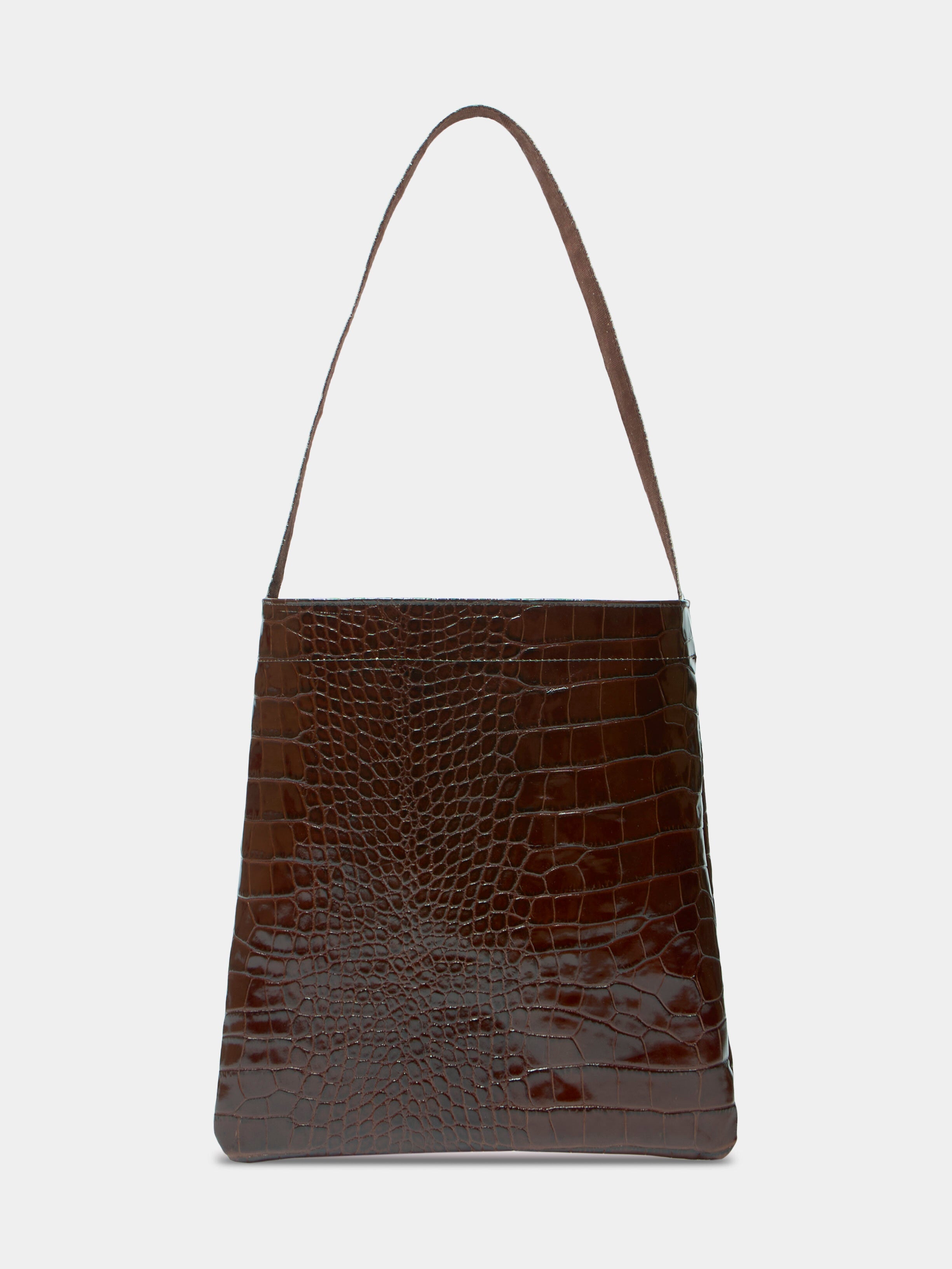 Lea Bag Maxi Cocco Chocolate borsa a spalla in pelle stampa cocco marrone cioccolato Amimi Milano