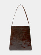 Lea Bag Maxi Cocco Chocolate borsa a spalla in pelle stampa cocco marrone cioccolato Amimi Milano