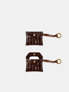 AirPods Case Cocco Brown pelle cocco marrone chiusa e aperta Amimì Milano