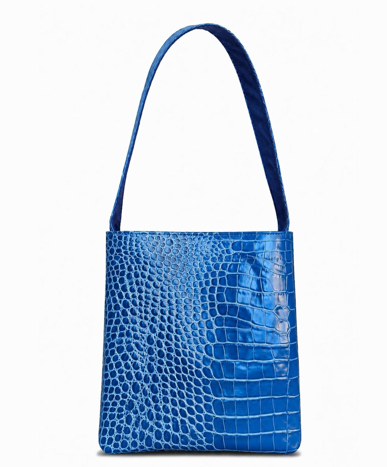 Lea Bag Cocco Blue borsa a spalla in pelle stampa cocco blu Amimi Milano