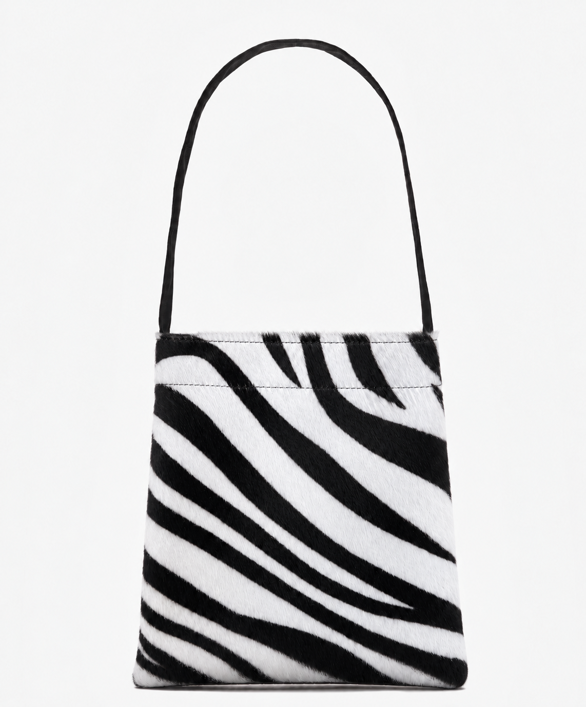 Lea Bag Zebra Pony borsa a spalla in cavallino zebrato bianco e nero, vista frontale, Amimi Milano